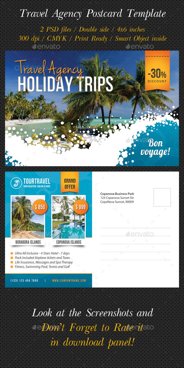 Travel Agency Postcard Template Travel Agency Postcard Template