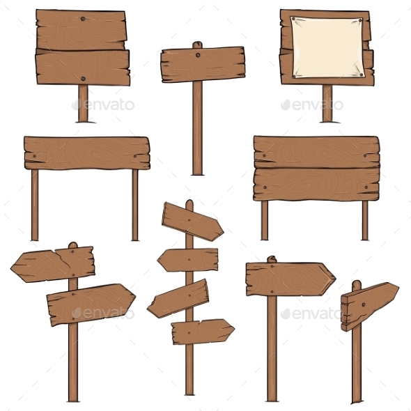 Set of Cartoon Signposts Set of Cartoon Signposts