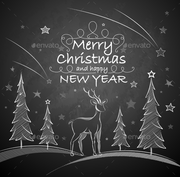 Christmas Background with Deer Christmas Background with Deer