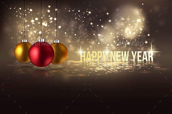 GraphicRiver Happy New Year Hanging Baubles 9789105 GraphicRiver Happy New Year Hanging Baubles 9789105