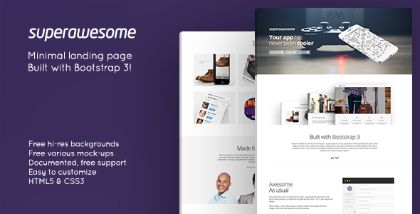 Superawesome - Retina Bootstrap 3 App Landing Page - Creative Landing Pages