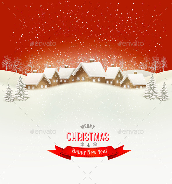GraphicRiver Winter Village Evening Background 9791834 GraphicRiver Winter Village Evening Background 9791834