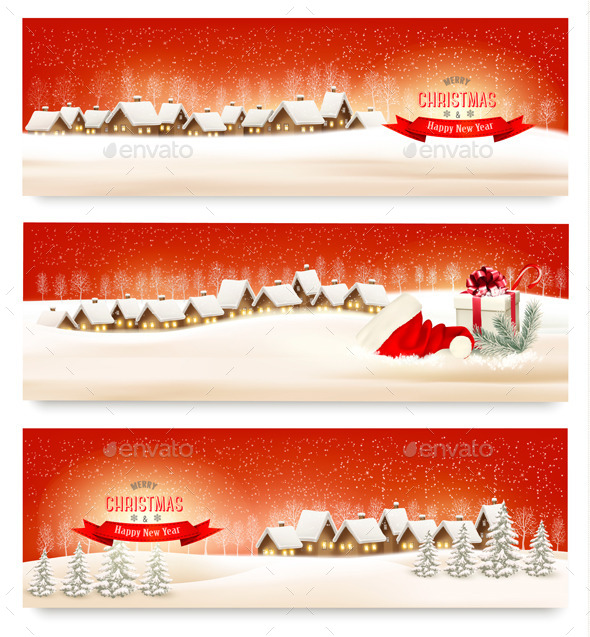 GraphicRiver Holiday Christmas Banners with Villages 9791975 GraphicRiver Holiday Christmas Banners with Villages 9791975