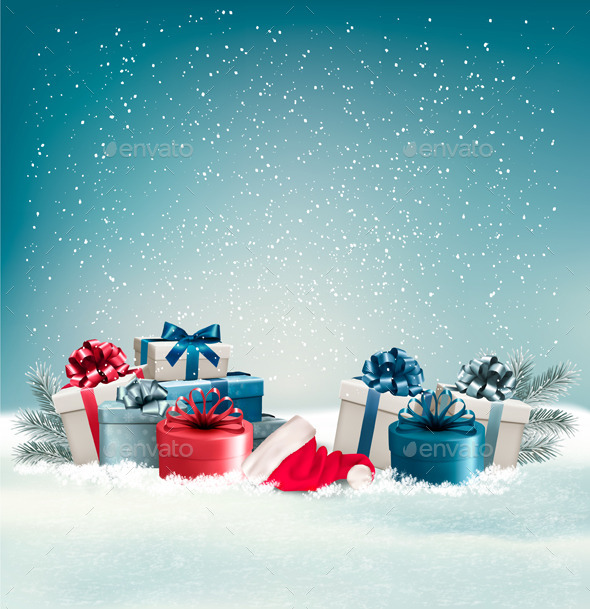 GraphicRiver Winter Background with Presents 9791978 GraphicRiver Winter Background with Presents 9791978