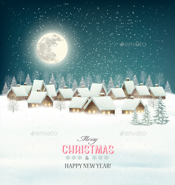 GraphicRiver Winter Village Night Background 9791985 GraphicRiver Winter Village Night Background 9791985