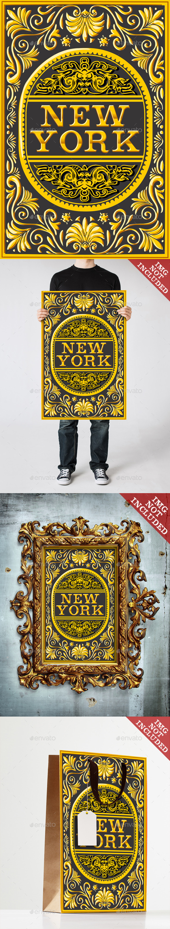 GraphicRiver Vintage New York Label Plaque Black and Gold 9793724 GraphicRiver Vintage New York Label Plaque Black and Gold 9793724