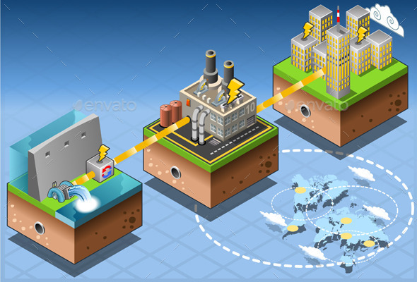 Isometric Infographic Energy Harvesting Diagram Isometric Infographic Energy Harvesting Diagram