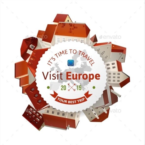 GraphicRiver Visit Europe Emblem with City Landscape 9794876 GraphicRiver Visit Europe Emblem with City Landscape 9794876