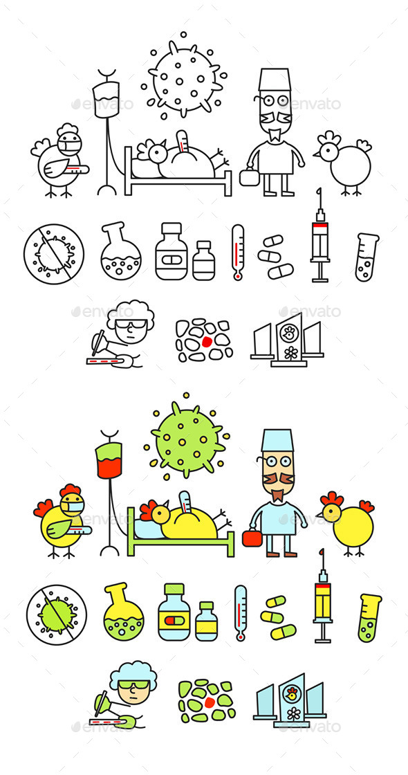 GraphicRiver Bird Flu Doctor Set 9794898 GraphicRiver Bird Flu Doctor Set 9794898