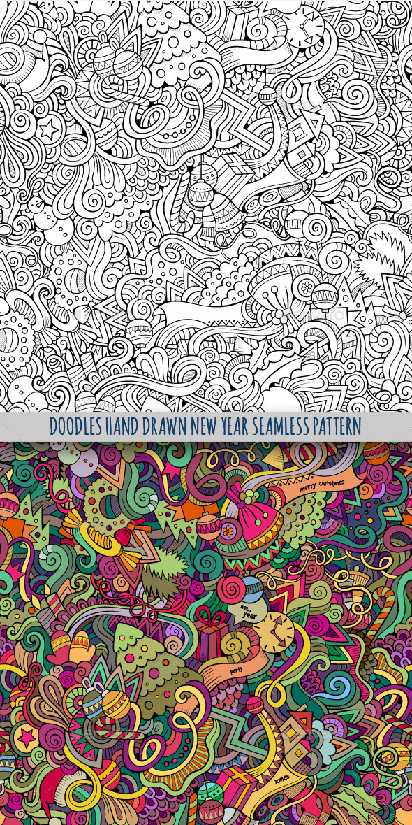 GraphicRiver 2 New Year Doodles Seamless Pattern 9794904 GraphicRiver 2 New Year Doodles Seamless Pattern 9794904