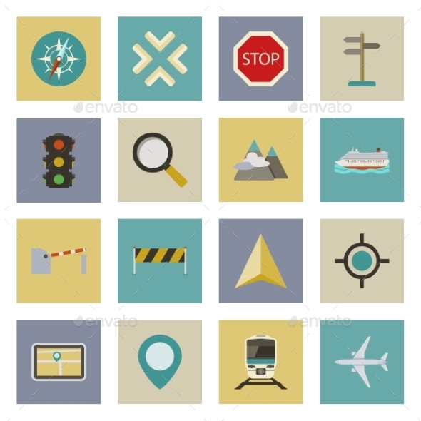 GraphicRiver GPS and Navigation Flat Icons Set 9796847 GraphicRiver GPS and Navigation Flat Icons Set 9796847