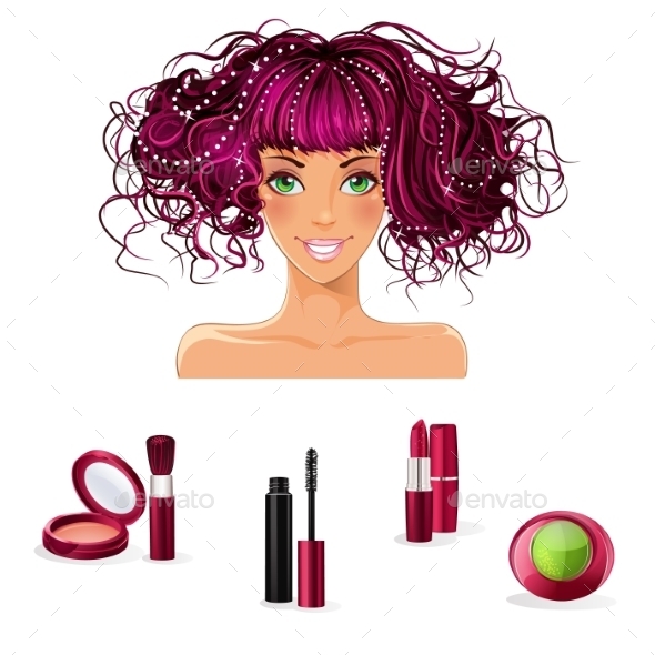 GraphicRiver Set of Makeup for Girls with Green Eyes 9797264 GraphicRiver Set of Makeup for Girls with Green Eyes 9797264