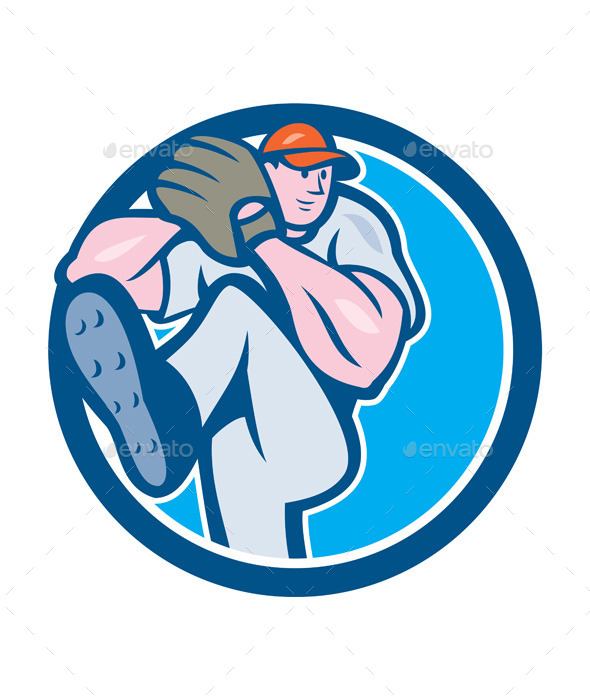 GraphicRiver Baseball Pitcher Outfielder Leg Up Circle Cartoon 9799072 GraphicRiver Baseball Pitcher Outfielder Leg Up Circle Cartoon 9799072