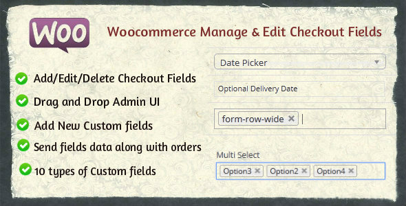 woocommerce manage & edit checkout fields 