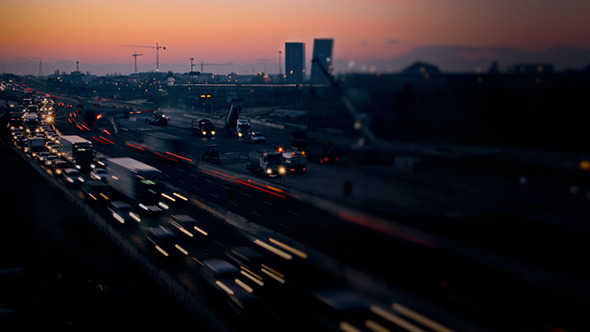 Fast Traffic and Skyline Day to Night Fast Traffic and Skyline Day to Night