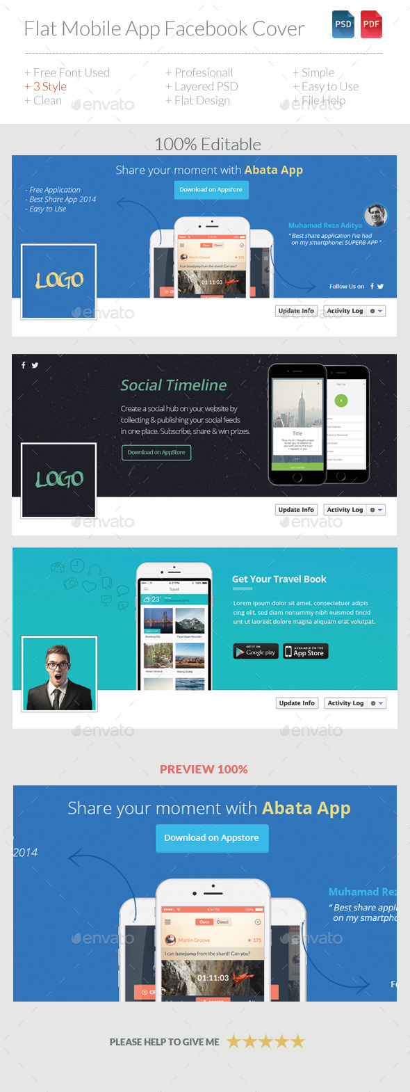 GraphicRiver Flat Mobile App Facebook Timeline 9799869 GraphicRiver Flat Mobile App Facebook Timeline 9799869