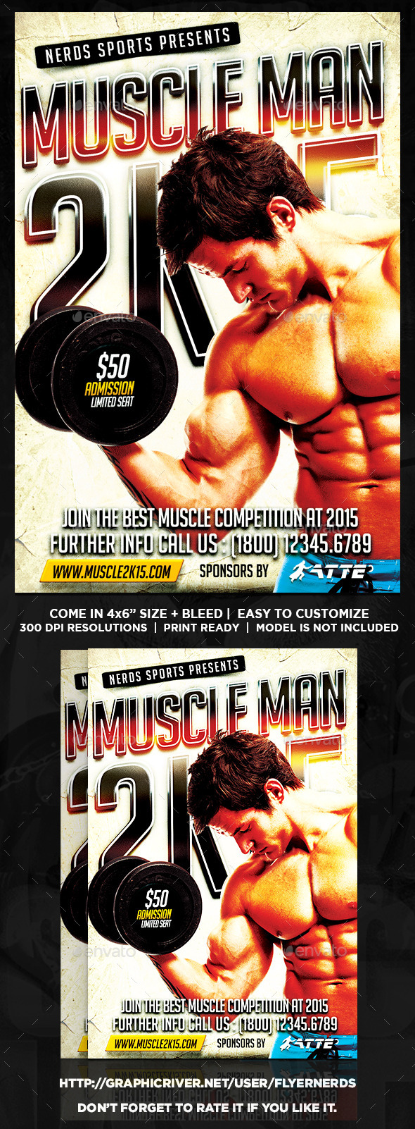 GraphicRiver Muscle Man 2K15 Sports Flyer 9800398 GraphicRiver Muscle Man 2K15 Sports Flyer 9800398