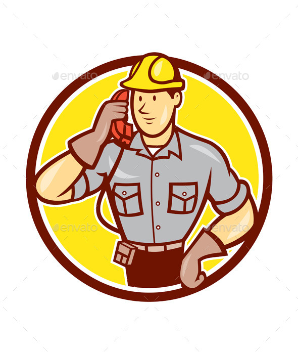 GraphicRiver Telephone Repairman Phone Circle Cartoon 9801454 GraphicRiver Telephone Repairman Phone Circle Cartoon 9801454
