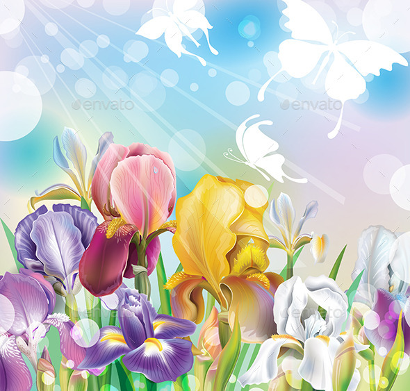 GraphicRiver Background with Iris Flowers 9801979 GraphicRiver Background with Iris Flowers 9801979