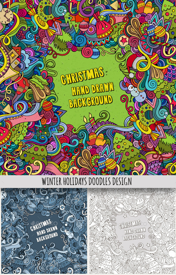 GraphicRiver 3 Winter Holidays Doodles Frames 9802339 GraphicRiver 3 Winter Holidays Doodles Frames 9802339