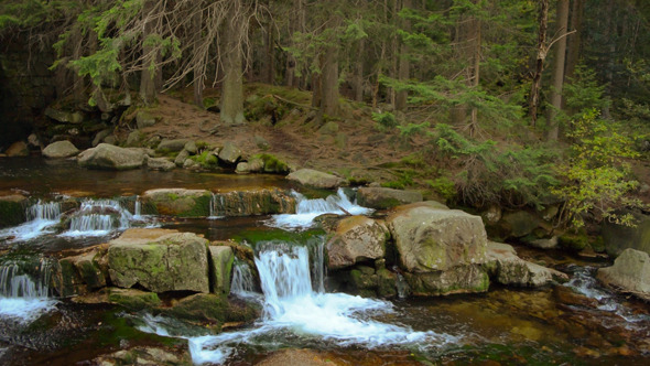 Waterfall and Rocks Waterfall and Rocks