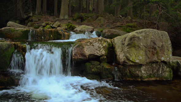 Waterfall and Rocks Waterfall and Rocks