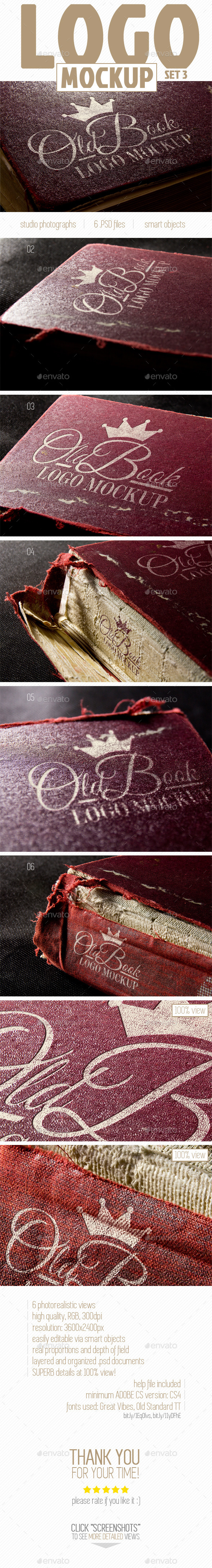 GraphicRiver Photorealistic Old Book Logo Mock-Up set 3 9805109 GraphicRiver Photorealistic Old Book Logo Mock-Up set 3 9805109