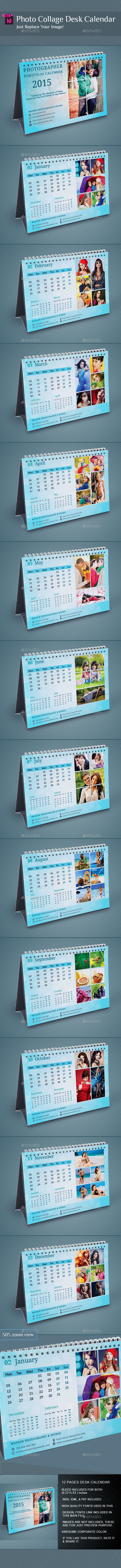 GraphicRiver InDesign Photo Collage Desk Calender 9806615 GraphicRiver InDesign Photo Collage Desk Calender 9806615