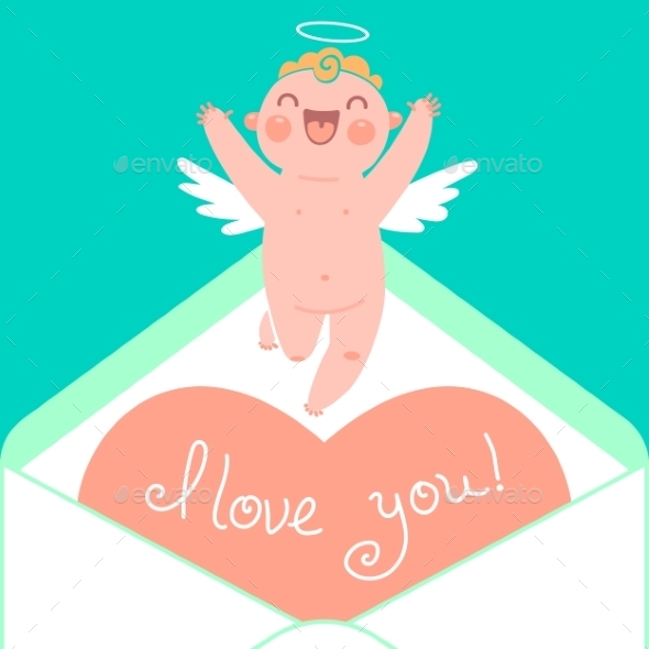 GraphicRiver Valentine s Day Card with Cupid and Heart 9807361 GraphicRiver Valentine s Day Card with Cupid and Heart 9807361