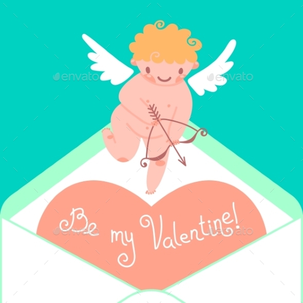 GraphicRiver Valentine s Day Card with Cupid and Heart 9807363 GraphicRiver Valentine s Day Card with Cupid and Heart 9807363