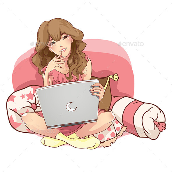 GraphicRiver Girl with Laptop 9808155 GraphicRiver Girl with Laptop 9808155
