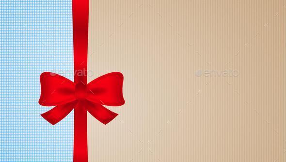 brown and blue cardboard with red bow (Misc) Photo Download