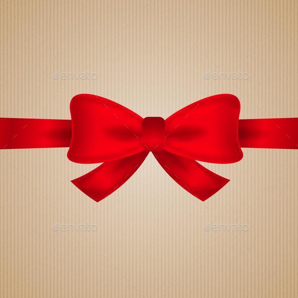 brown cardboard with red bow (Misc) Photo Download