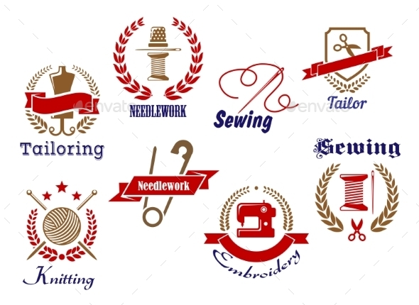 GraphicRiver Retro Needlework Emblems Set 9813578 GraphicRiver Retro Needlework Emblems Set 9813578
