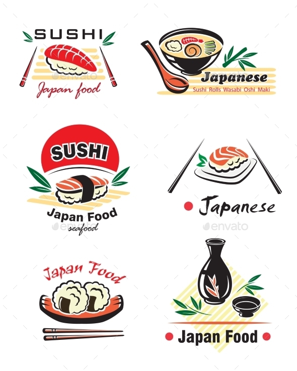 GraphicRiver Japanese Sushi Seafood Emblems 9813579 GraphicRiver Japanese Sushi Seafood Emblems 9813579