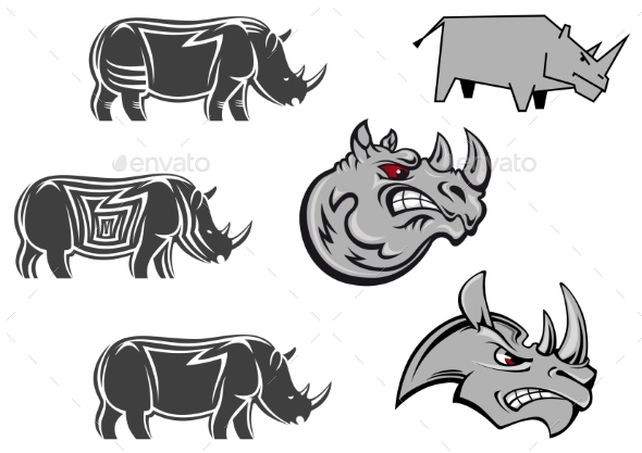 GraphicRiver African Rhinoceros Characters 9813717 GraphicRiver African Rhinoceros Characters 9813717