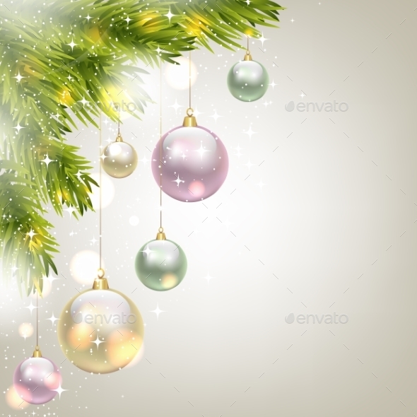 GraphicRiver Fir Tree Background with Baubles 9813795 GraphicRiver Fir Tree Background with Baubles 9813795