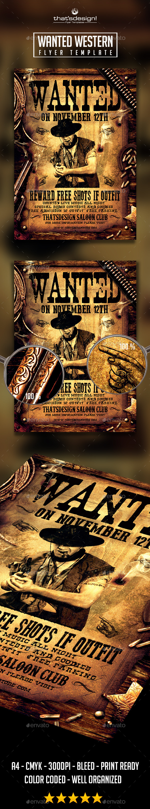 GraphicRiver Wanted Western Party Flyer Template 9814647 GraphicRiver Wanted Western Party Flyer Template 9814647