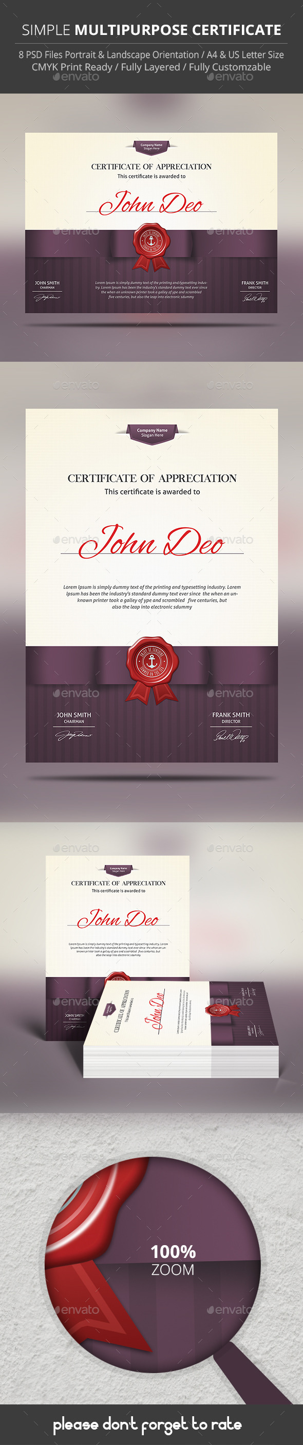 GraphicRiver Simple Multipurpose Certificate 9815829 GraphicRiver Simple Multipurpose Certificate 9815829