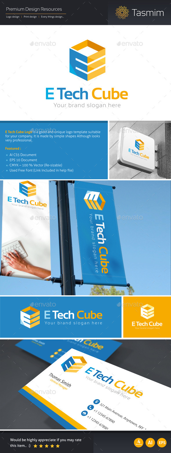 GraphicRiver E Tech Cube Logo Template 9816460 GraphicRiver E Tech Cube Logo Template 9816460