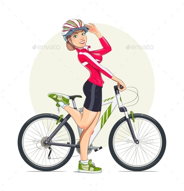 GraphicRiver Beautiful Girl in Helmet with Mountain Bike 9817533 GraphicRiver Beautiful Girl in Helmet with Mountain Bike 9817533