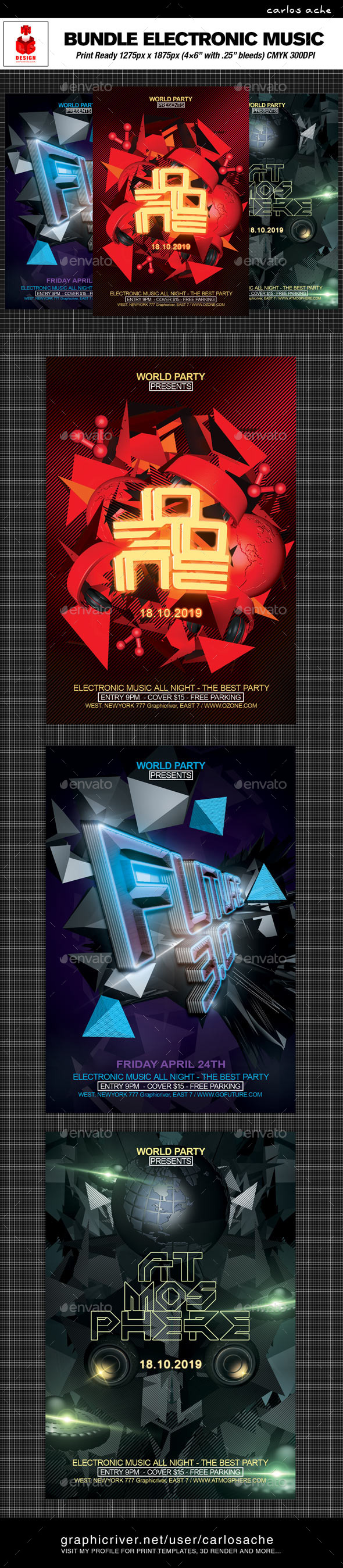GraphicRiver Electronic Music Flyer Bundle 9754384 GraphicRiver Electronic Music Flyer Bundle 9754384