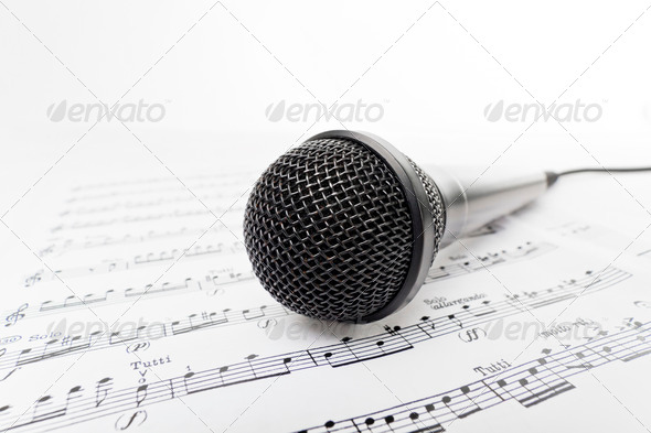 Microphone on Sheet Music