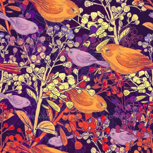 GraphicRiver Seamless Background with Birds and Branches 9835572 GraphicRiver Seamless Background with Birds and Branches 9835572