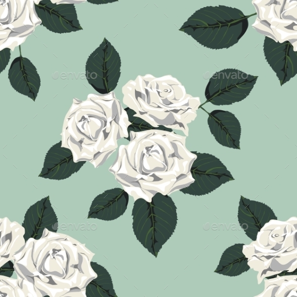 GraphicRiver Classic Vintage Seamless Pattern with White Roses 9835980 GraphicRiver Classic Vintage Seamless Pattern with White Roses 9835980