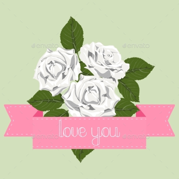 GraphicRiver White Roses with Pink Ribbon 9835996 GraphicRiver White Roses with Pink Ribbon 9835996