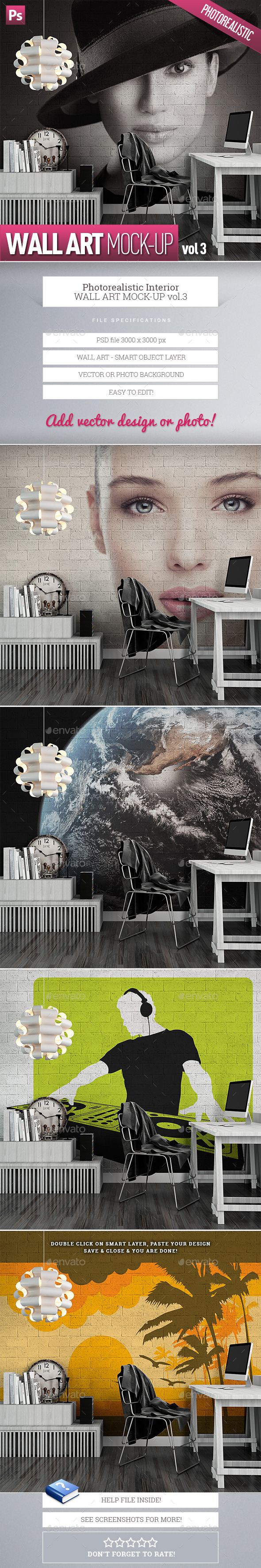 GraphicRiver Wall Art Mock-Up vol.3 9840017 GraphicRiver Wall Art Mock-Up vol.3 9840017