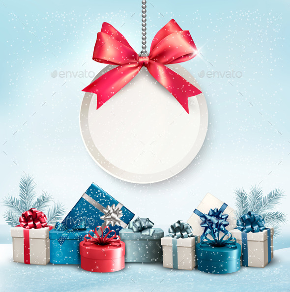 GraphicRiver Christmas Presents with a Label and a Ribbon 9840366 GraphicRiver Christmas Presents with a Label and a Ribbon 9840366