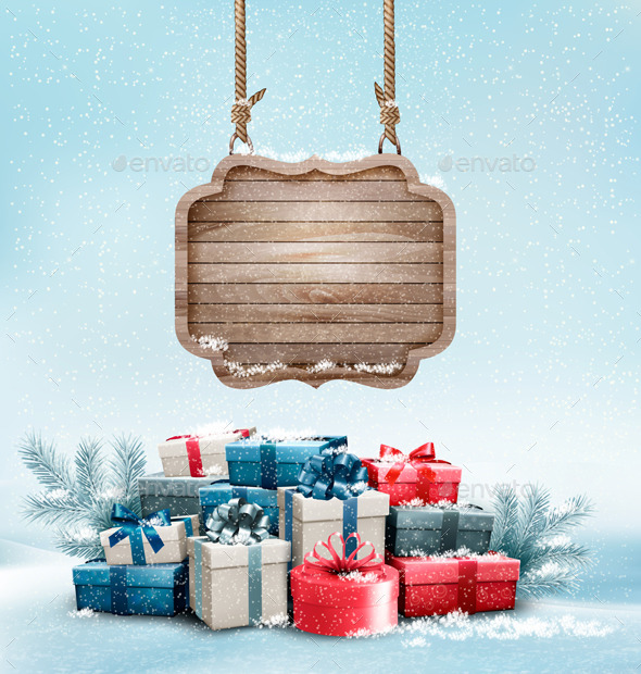 GraphicRiver Christmas Background with a Retro Wooden Sign 9840370 GraphicRiver Christmas Background with a Retro Wooden Sign 9840370