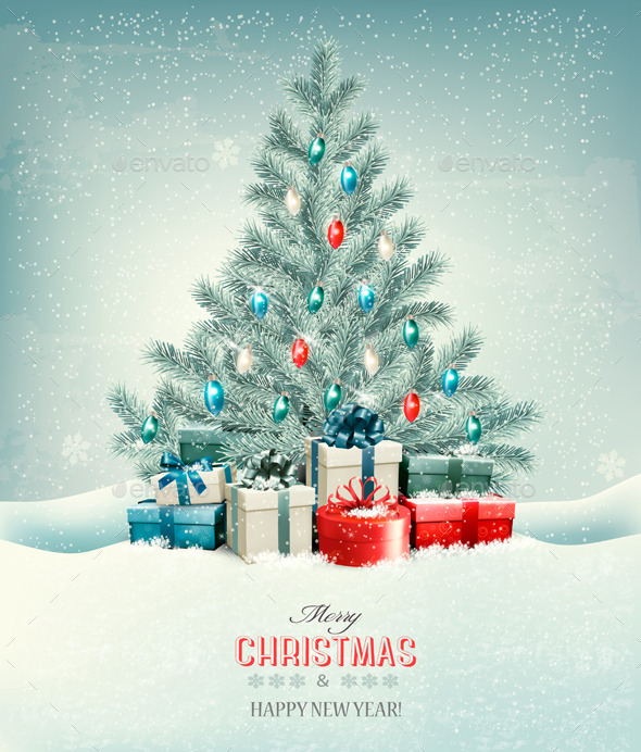 GraphicRiver Christmas Tree with Presents Background 9840387 GraphicRiver Christmas Tree with Presents Background 9840387